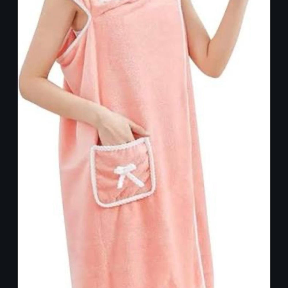 New Women’s Coral Pink Spa Wearable Wrap Towel - Soft Bath & Body Cover - Picture 5 of 9